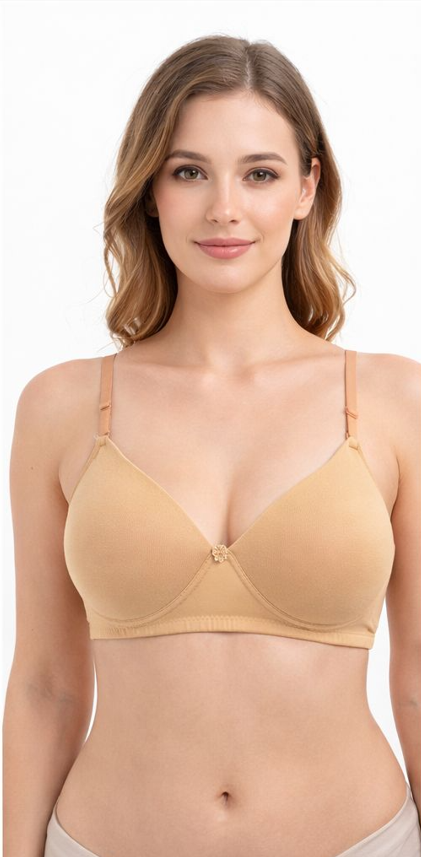 Cotton Padded Bra Combo Pack of 3 – Pink, Nude & Navy Blue | Soft Daily Wear | Best Value Pack