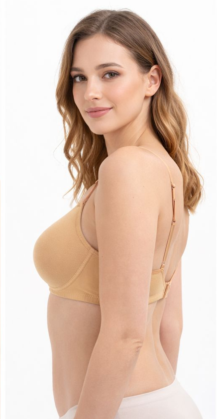 Cotton Padded Bra Combo Pack of 3 – Pink, Nude & Navy Blue | Soft Daily Wear | Best Value Pack