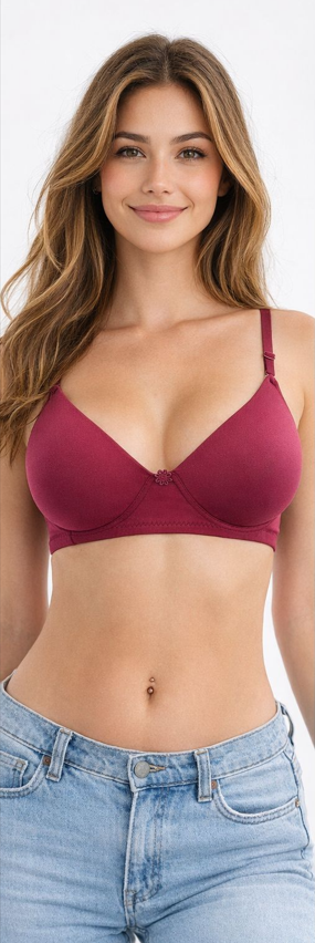 Combo of 3 Cotton Padded Bras – Pink, Maroon & Purple | Soft Everyday Comfort | Best Value Pack