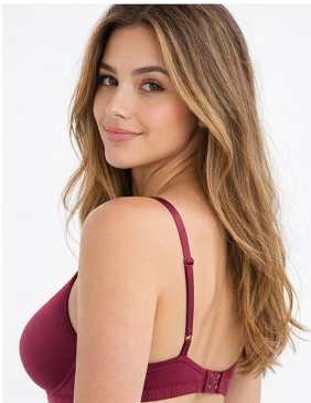 Combo of 3 Cotton Padded Bras – Pink, Maroon & Purple | Soft Everyday Comfort | Best Value Pack
