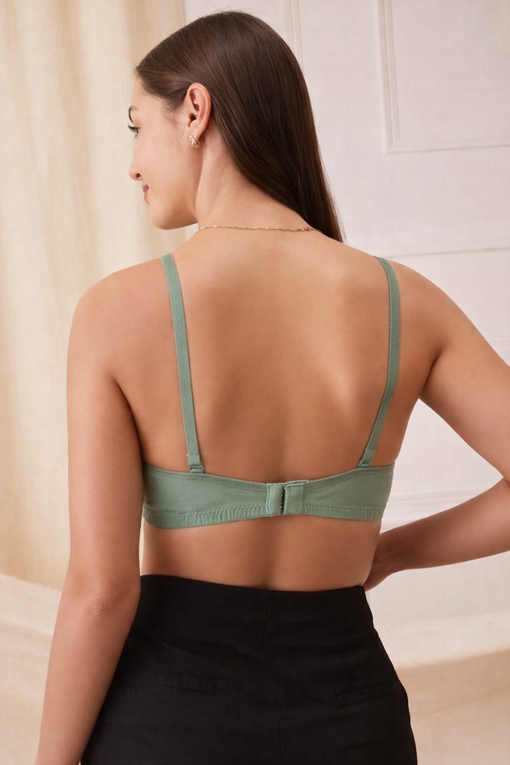 Natural Green Polyamide Padded Bra | Soft Support, Smooth Finish & Everyday Comfort