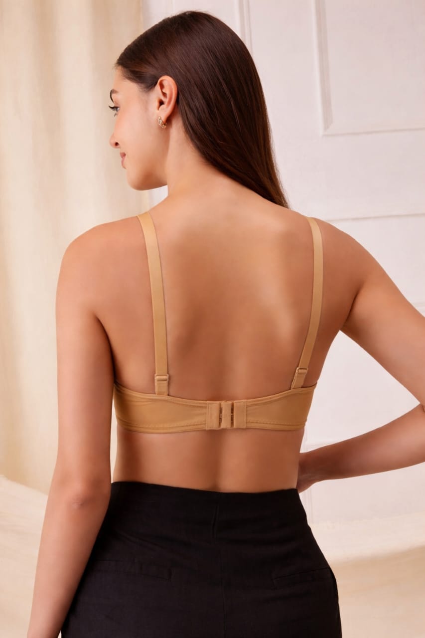 Beige Colour Nylon Polyamide Bra – Soft, Breathable & Everyday Comfort