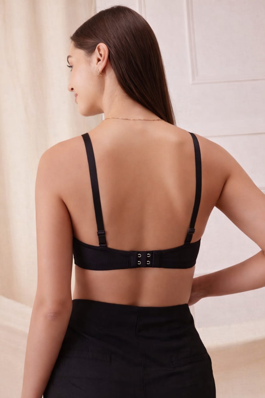 Black Polyamide Padded Bra | Soft, Comfortable Everyday Support