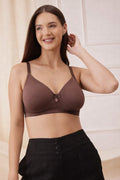 Brown Polyamide Padded Bra | Soft Comfort & Everyday Support