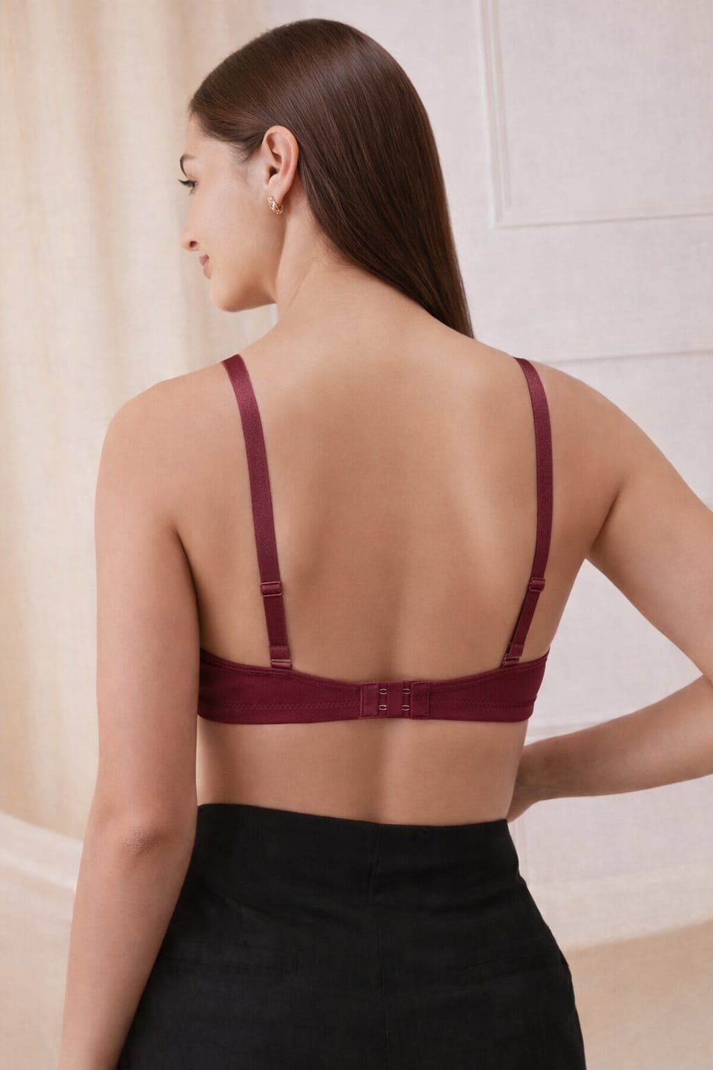 Maroon Polyamide Padded Bra | Soft, Comfortable Everyday Support