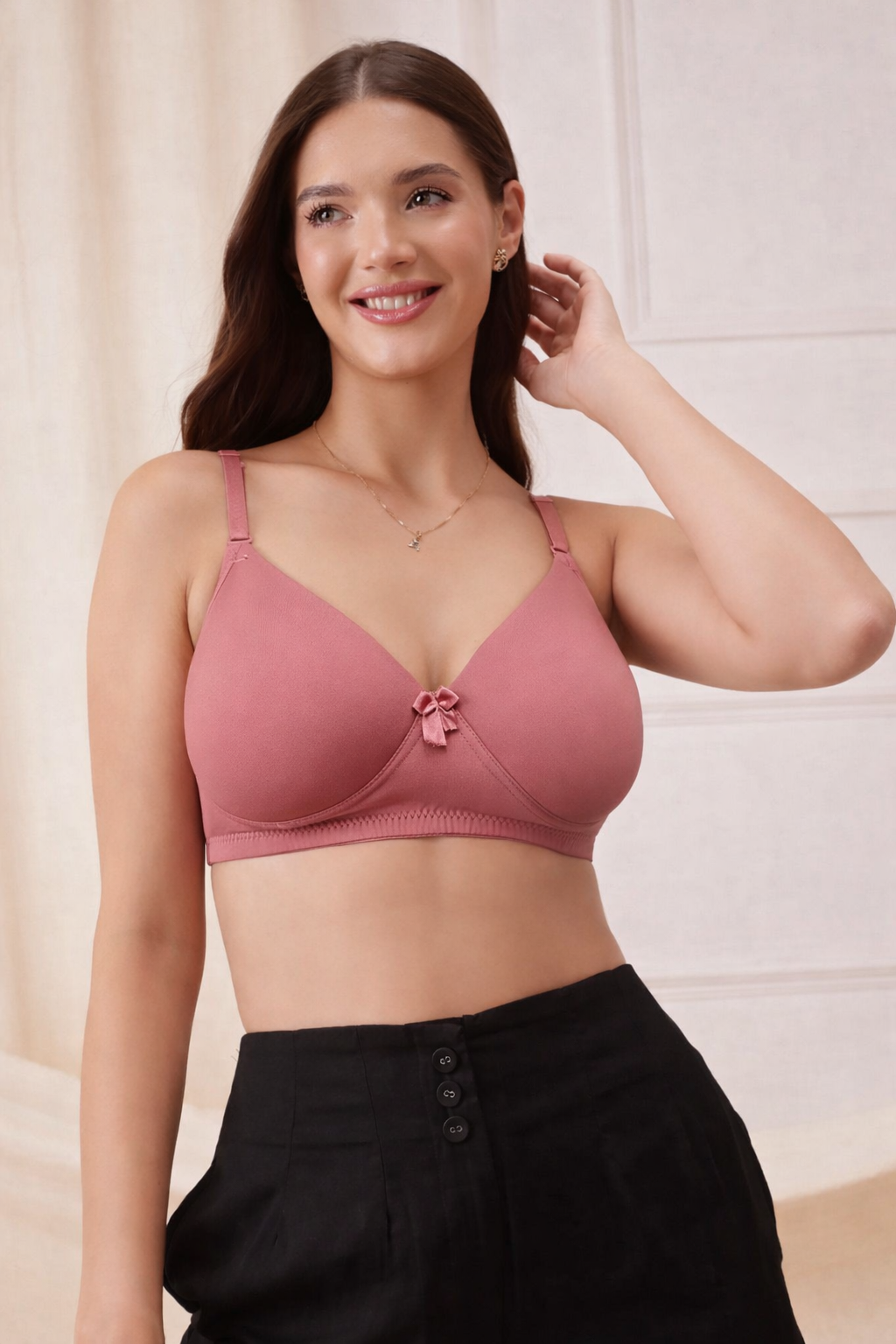 Ultimate Comfort 3-Pack Padded Bras (40B) – Black, Peach & Purple | Seamless Polyamide Support Bundle